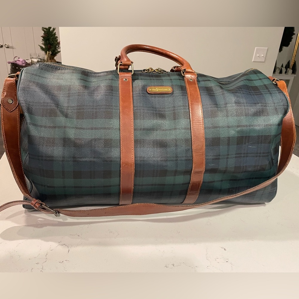 Vintage Polo Ralph Lauren Black Watch Plaid Duffel Bag